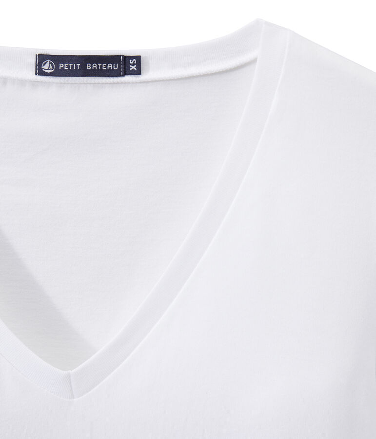 T-shirt donna con SCOLLO A V in jersey leggero bianco