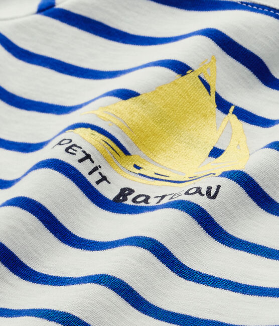 T-shirt bebé bambino a maniche corte bianco MARSHMALLOW/blu PERSE