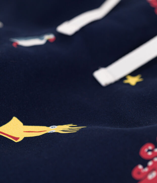 Shorts da mare riciclati con stampa bambino blu/multicolore