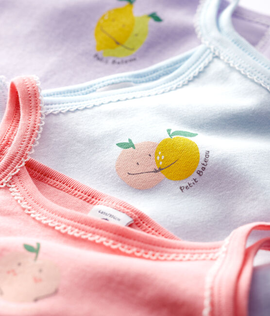 Confezione da 3 canottiere con spalline frutti bambina variante 1