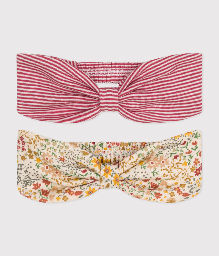 Confezione da 2 fasce beb&egrave; in cotone multicolore