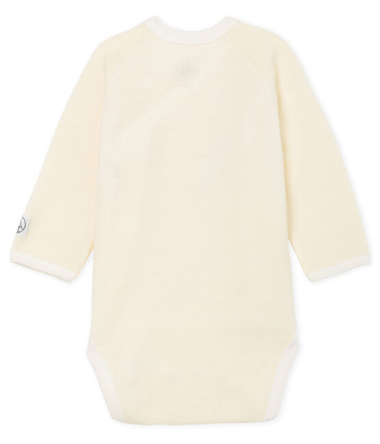 Body nascita manica lunga bebè in lana e cotone bianco MARSHMALLOW