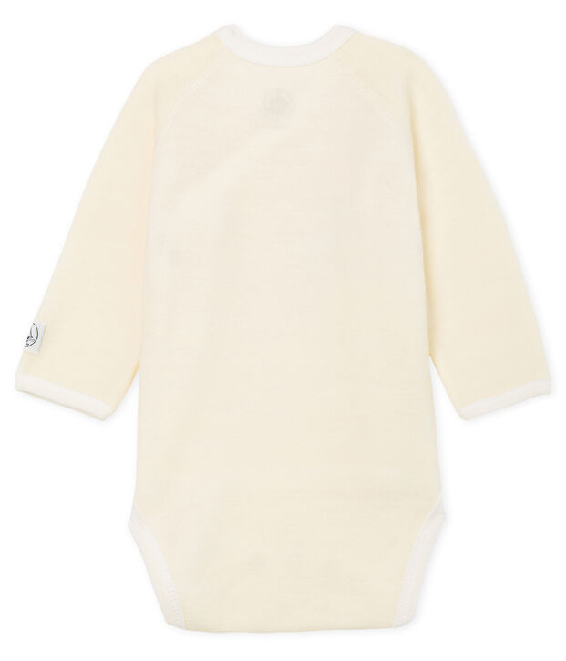 Body nascita manica lunga beb&egrave; in lana e cotone bianco