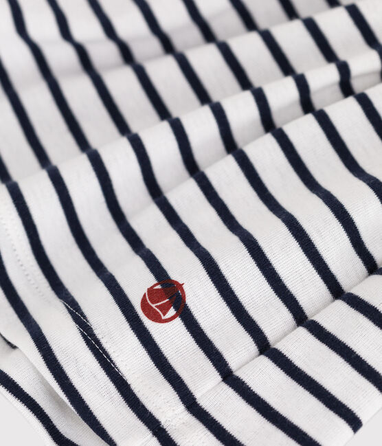 Abito senza maniche in cotone a righe bambina bianco MARSHMALLOW/blu SMOKING