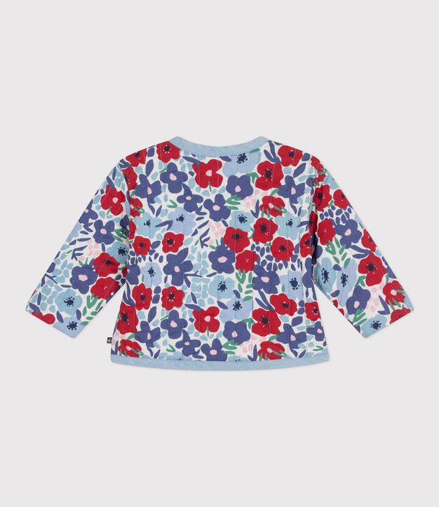 Giacca neonato in cotone trapuntato con stampa a fiori bianco/multicolore