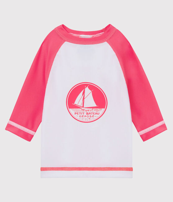 T-shirt anti-UV UPF 50+ bimbo/bimba bianco MARSHMALLOW/rosa CUPCAKE