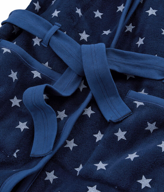 Vestaglia da bambino in pile blu MEDIEVAL/bianco MARSHMALLOW