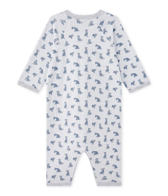 Tutina senza piedi bebè bambino in tubique bianco ECUME/bianco MULTICO