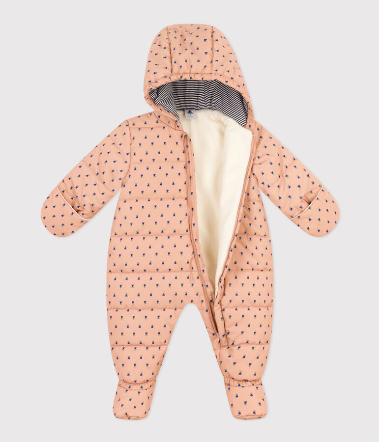 Tutina da pilota con stampa per beb&egrave; beige/multicolore