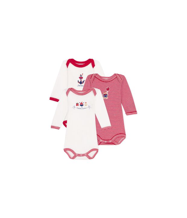 Lot de bodies manches longues en coton imprim&eacute; multicolore
