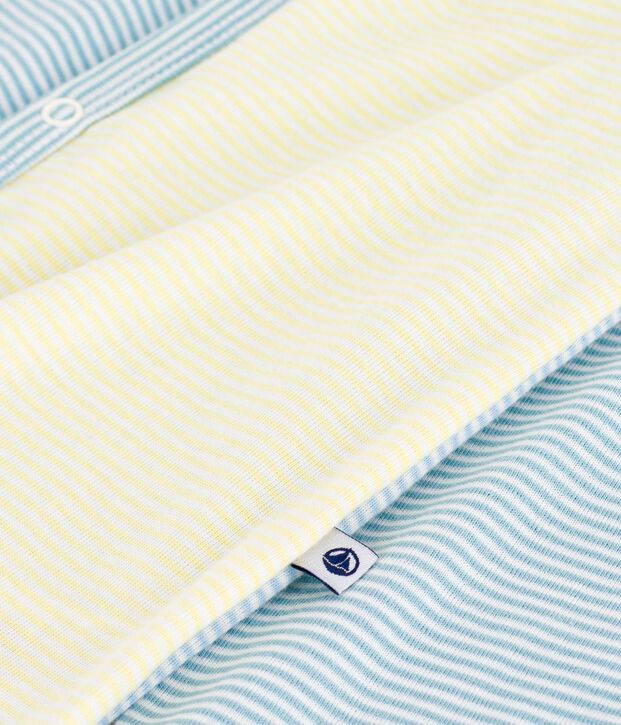 Pigiama senza piedini in cotone con stampa a righe neonato blu/bianco
