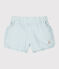 Short bebè femmina in seersucker (tessuto goffrato) bianco MARSHMALLOW/blu ACIER