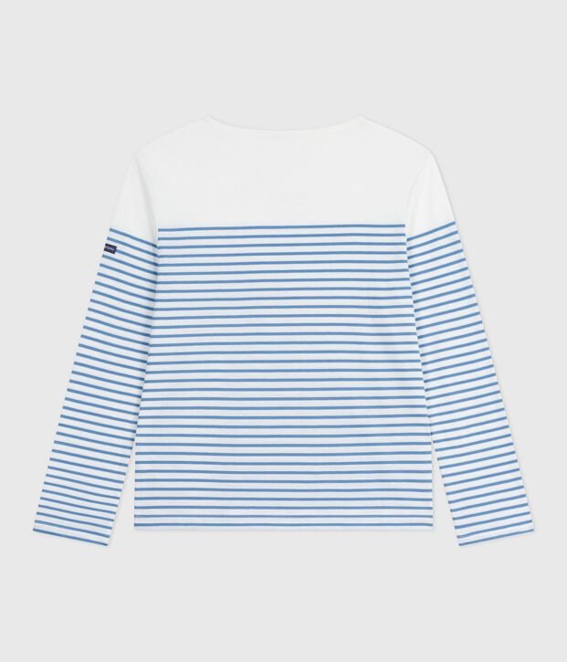 Marini&egrave;re a maniche lunghe in cotone donna bianco/blu