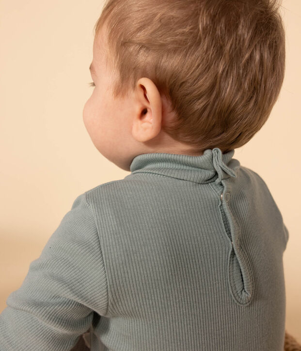 Body a manica lunga e collo alto in cotone per beb&egrave; verde