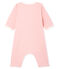 Bodyjama senza piedi bebè femmina a costine rosa CHARME/bianco MARSHMALLOW