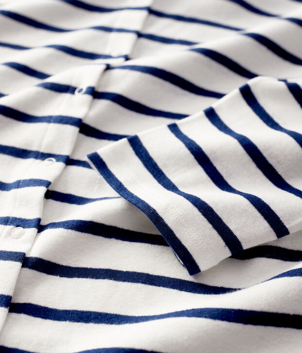 Cardigan in cotone/lino a righe Donna bianco/blu