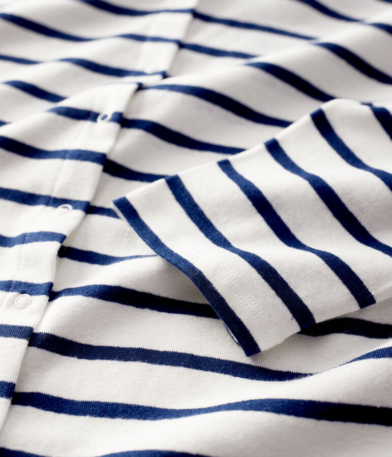 Cardigan in cotone/lino a righe Donna bianco/blu