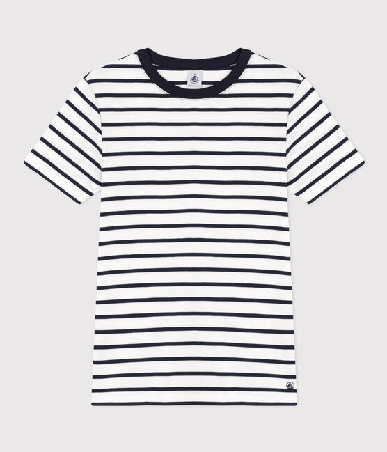 T-shirt L'ICONIQUE girocollo in cotone Donna bianco MARSHMALLOW/blu SMOKING
