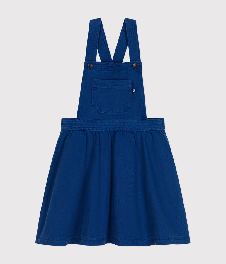 Abito salopette in serge bambina blu