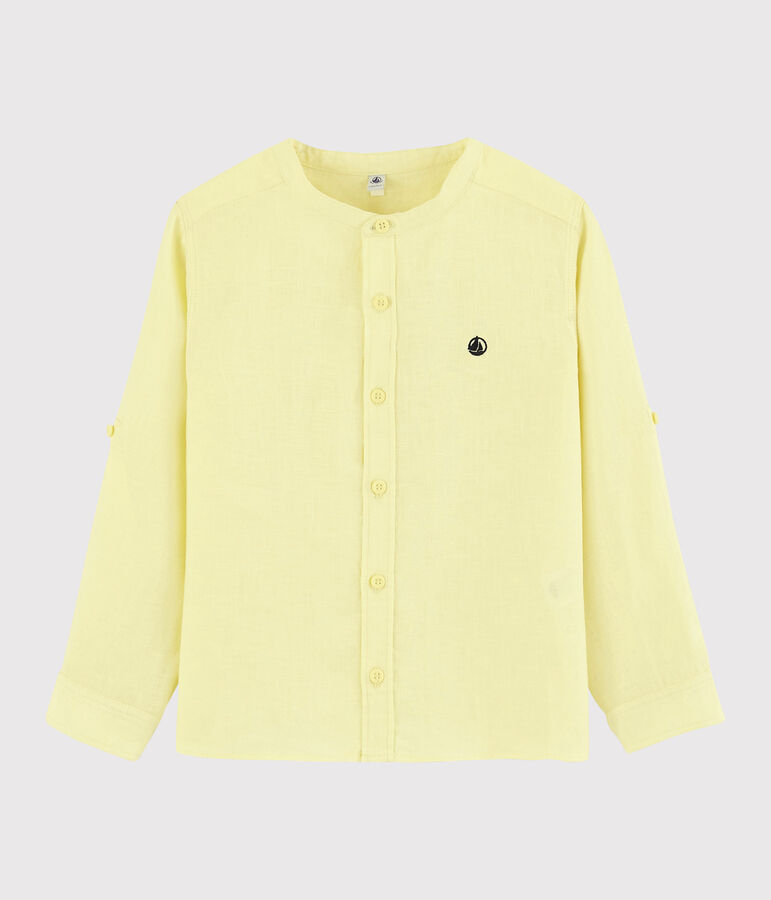 Camicia a manica rimboccabile in lino bambino giallo CITRONEL