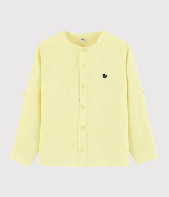 Camicia a manica rimboccabile in lino bambino giallo CITRONEL