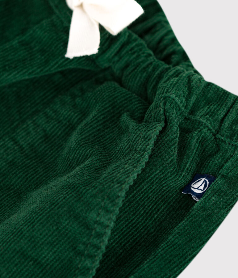 Pantaloni in velluto tinta unita neonato verde