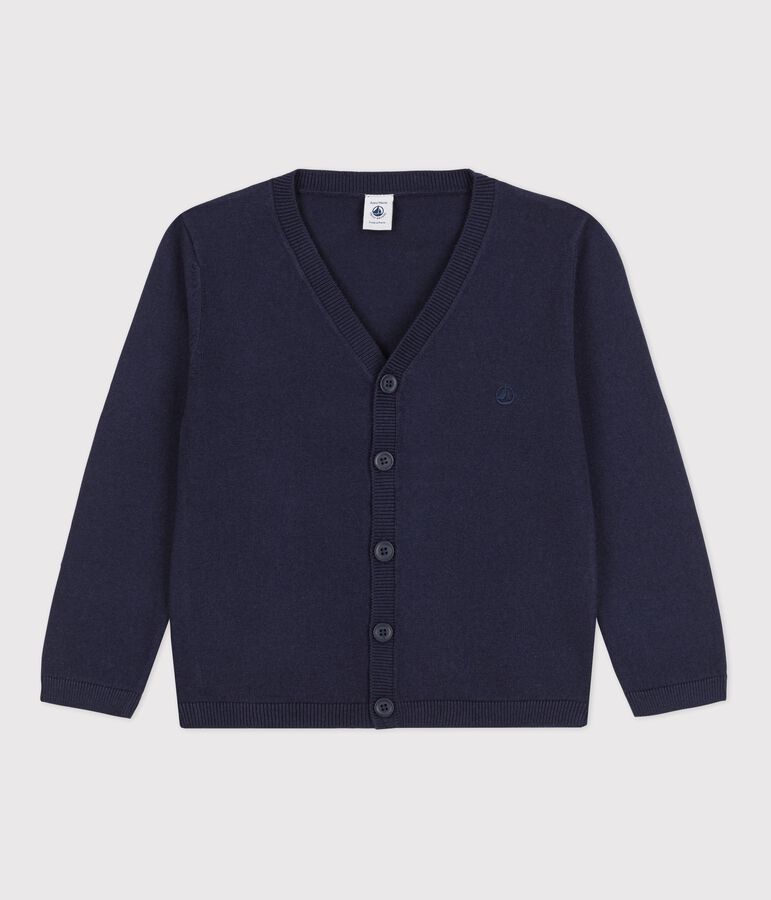 Cardigan bambino in lana e cotone blu SMOKING