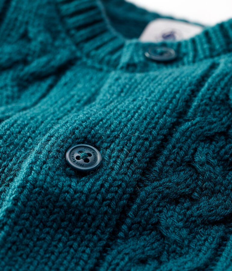 Cardigan in lana e cotone beb&egrave;. verde