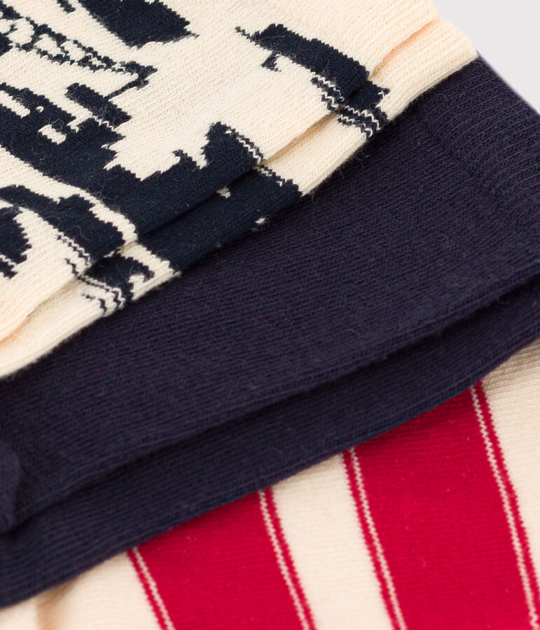 Set di 3 paia di calzini bambino in jersey di cotone con motivo porto multicolore