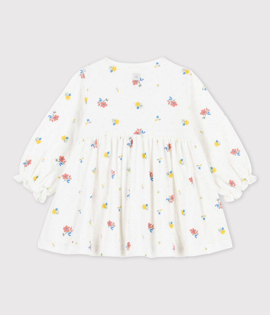 Abito bebè in tubique biologico fantasia floreale bianco MARSHMALLOW/bianco MULTICO