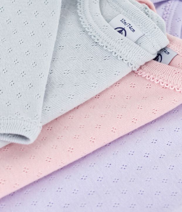 Set di body a maniche lunghe in cotone traforato neonato multicolore