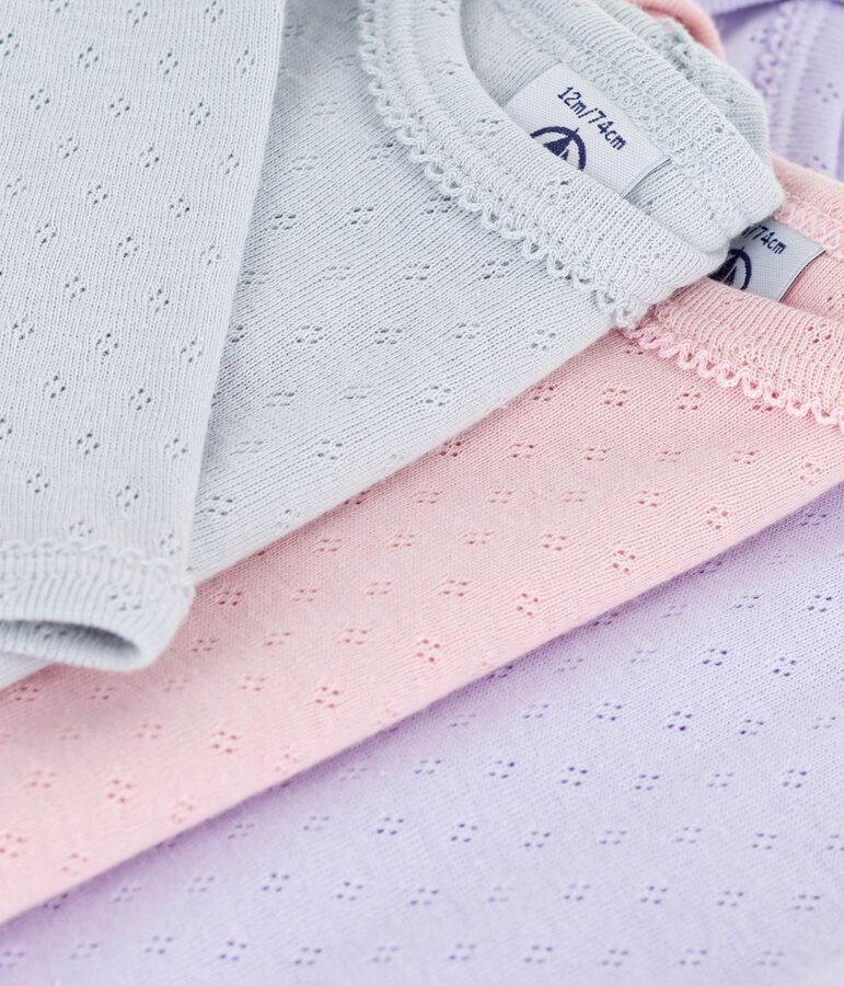 Set di body a maniche lunghe in cotone traforato neonato multicolore