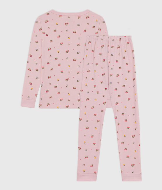 Pigiama con gamba molto aderente in cotone con stampa a fiori bambina rosa JOLI/bianco MULTICO