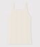 Canottiera con spalline in cotone traforato donna ecru