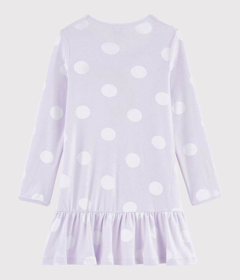 Camicia da notte a pois bambina a costine viola LISERON/bianco ECUME