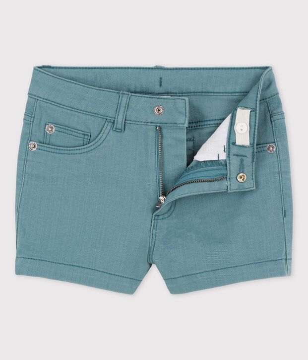 Short in denim bambina verde