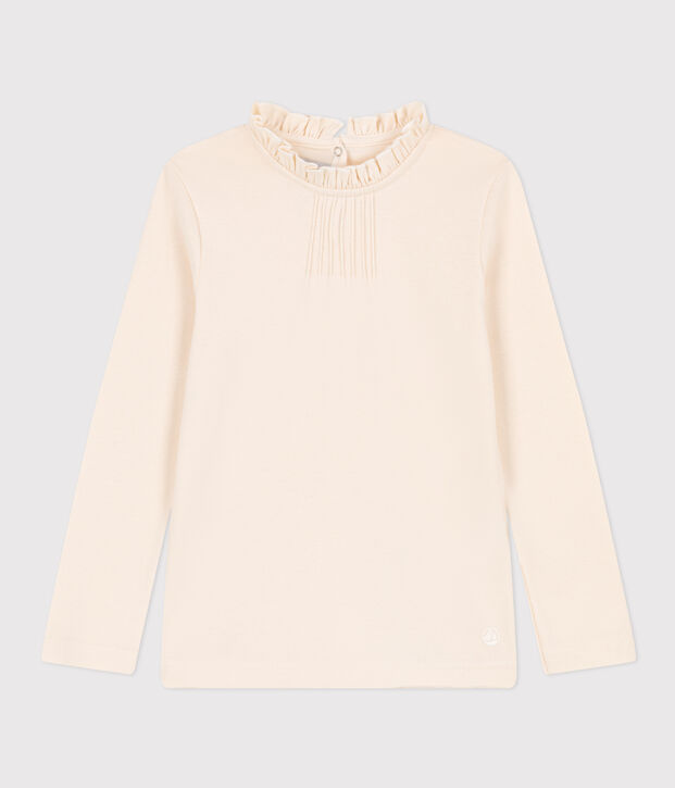 T-shirt maniche lunghe in cotone bambina ecru