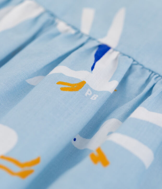 Blusa manica corta in popeline beb&egrave; femmina blu/multicolore