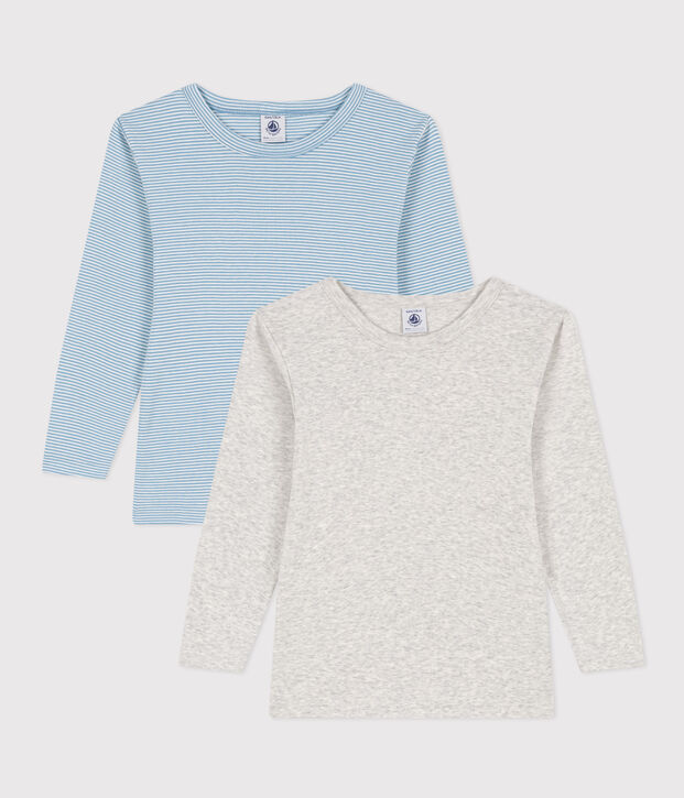 Confezione da 2 t-shirt in cotone a maniche lunghe bambino multicolore