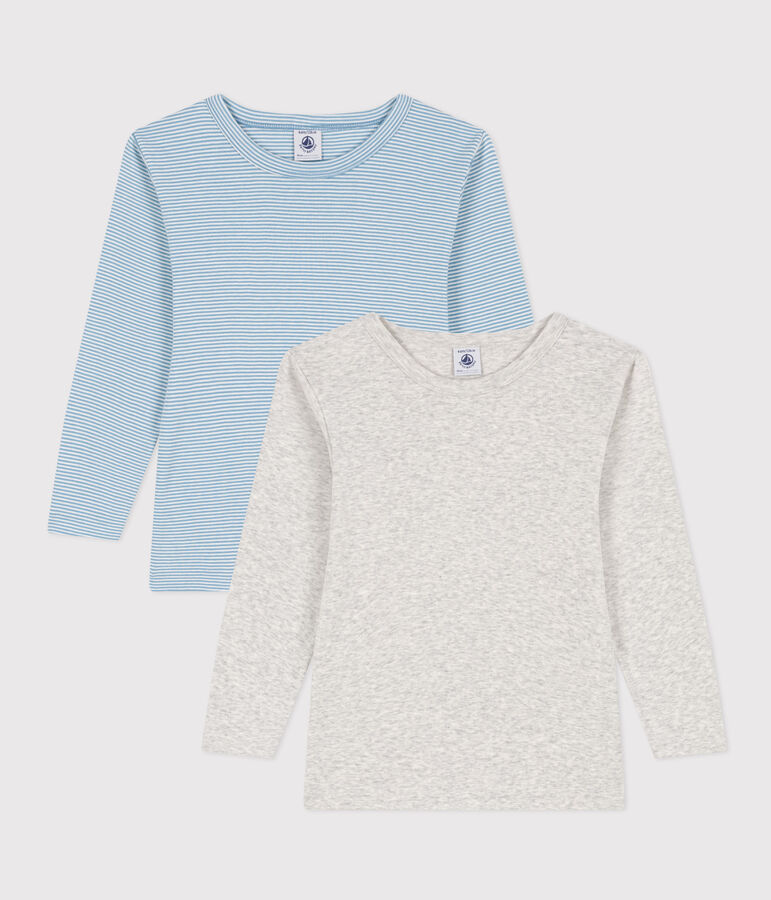 Confezione da 2 t-shirt in cotone a maniche lunghe bambino multicolore