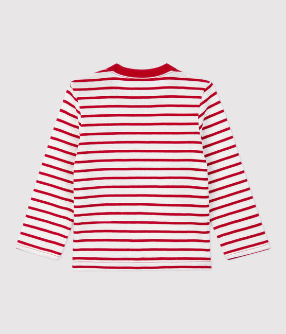 T-shirt a righe in cotone bébé bianco MARSHMALLOW/rosso TERKUIT