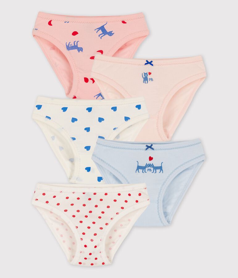 Confezione da 5 slip bambina in cotone multicolore