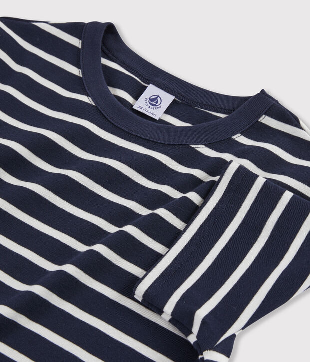 T-shirt iconica scollo rotondo Donna blu/bianco