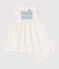 Abito bianco neonato in cotone e bloomer coordinato con stampa a pois bianco MARSHMALLOW/bianco MULTICO