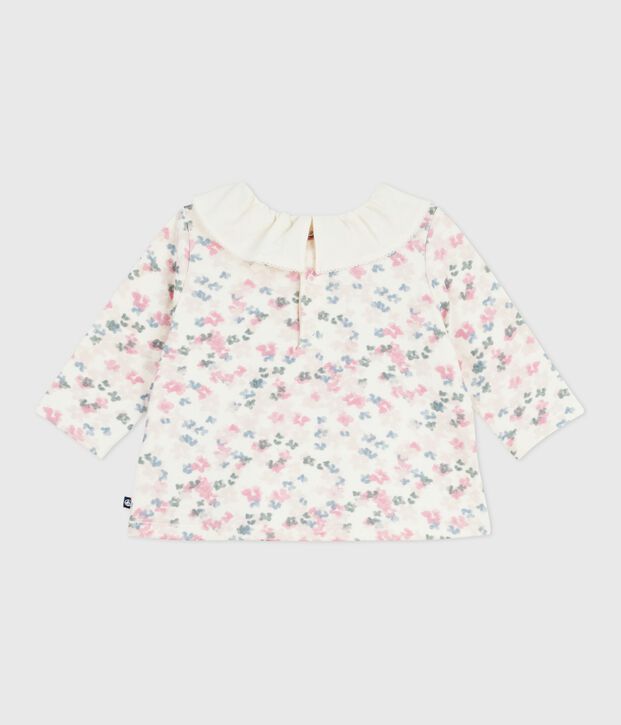 Blusa a maniche lunghe in cotone con stampa a fiori neonata ecru/multicolore