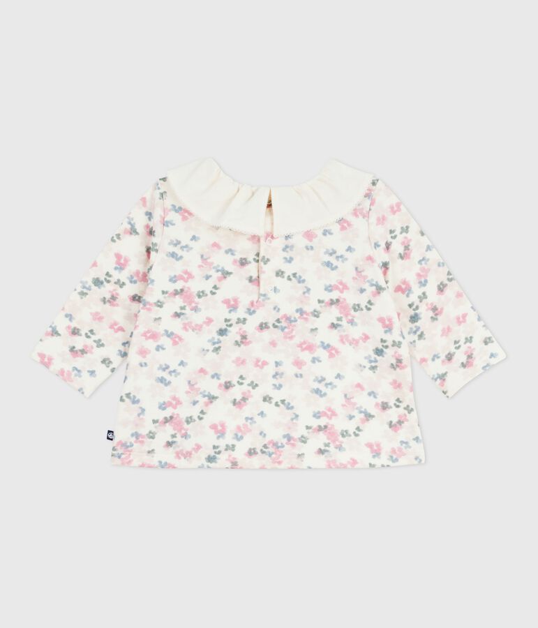 Blusa a maniche lunghe in cotone con stampa a fiori neonata ecru/multicolore