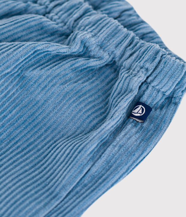 Pantaloni in velluto tinta unita neonato blu