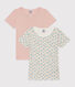Confezione da 2 t-shirt bambina a maniche corte in cotone a fiori