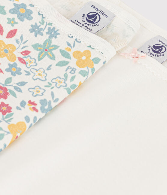 Confezione da 2 canottiere bambina con spalline in cotone a fiori variante 1