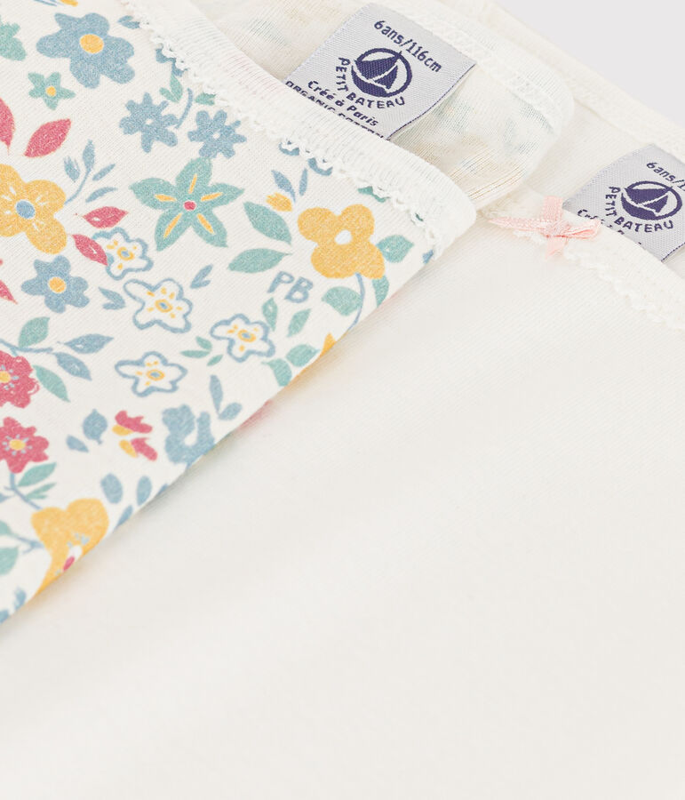 Confezione da 2 canottiere bambina con spalline in cotone a fiori multicolore